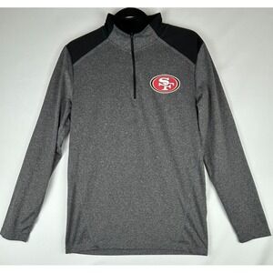 MEN'S NFL TEAM APPAREL SF 49ERS Long Sleeve Quarter-Zip Polo Shirt Gray Black S